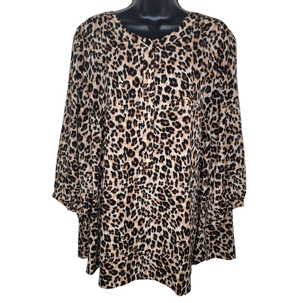 Nydj Plus Size cheetah leopard print blouse top size 3x